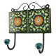 Wheel Flower Ceramic Tile Wall Hook in Forest Green